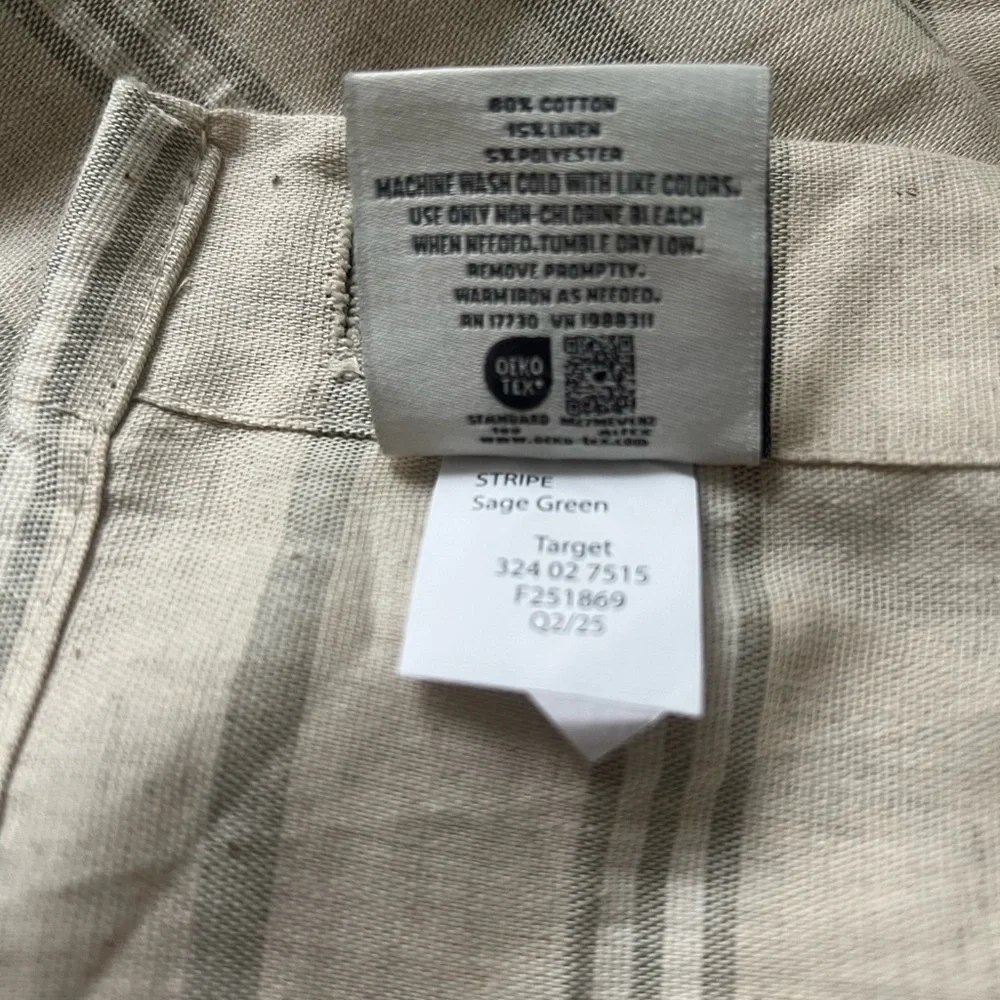 Hearth & Hand Magnolia Cotton Linen Stripe Sage Green Shower Curtain